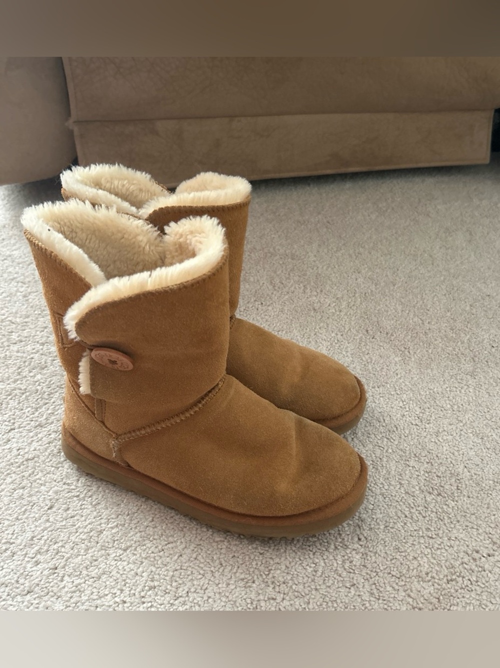 UGG Chestnut Suede Shearling Button Boots